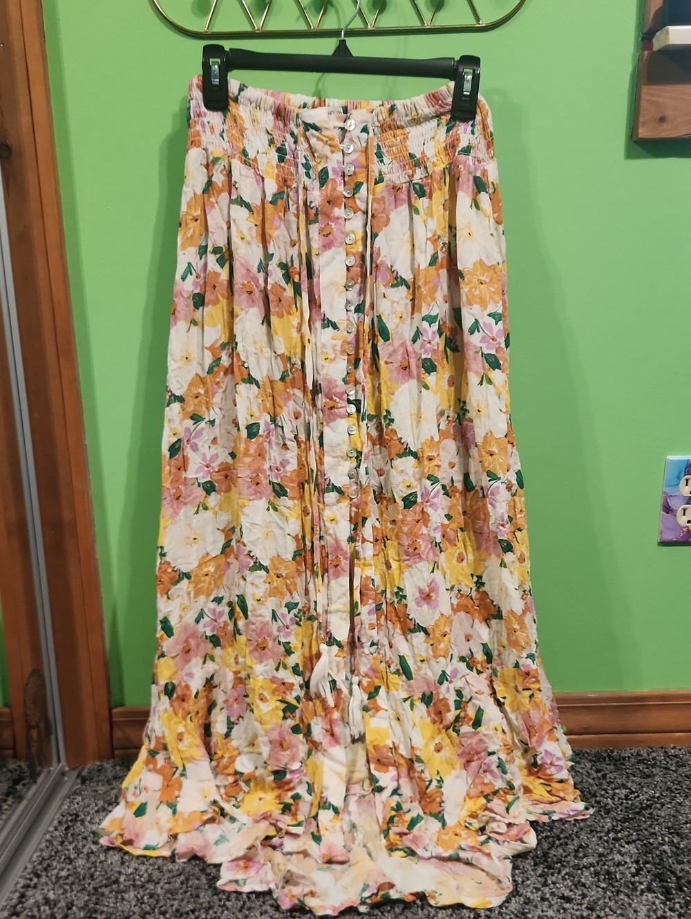 Rachel Zoe Floral Button Front Maxi Skirt